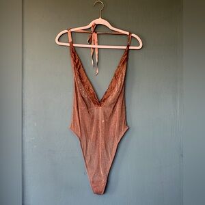 SAVAGE X FENTY GARDEN OF EDEN GLISSENETTE TEDDY IN NUDE FRECKLE. 1X. NWOT.